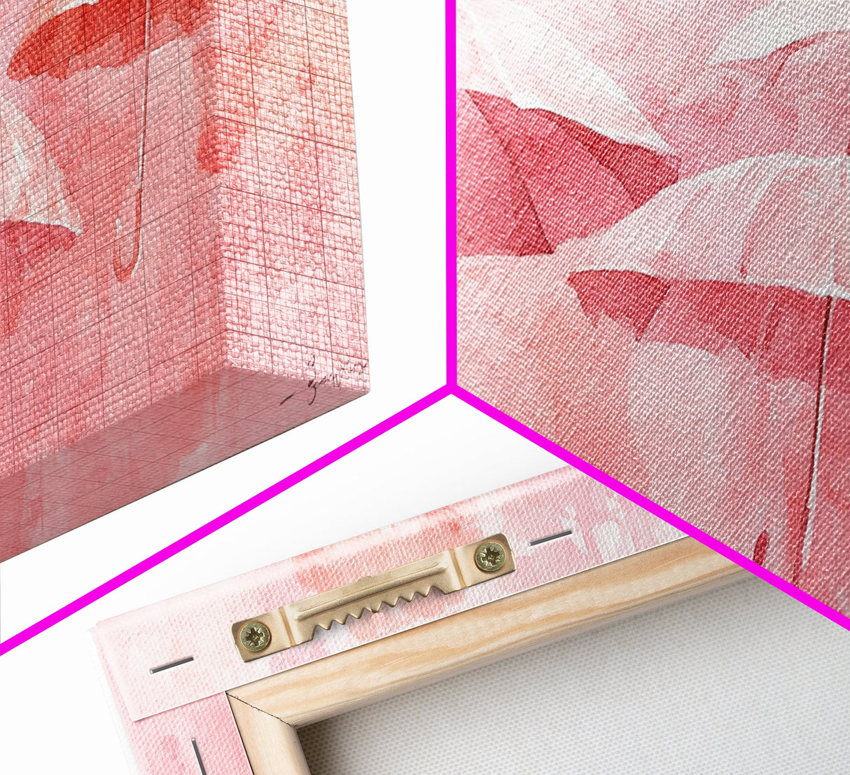 Umbrella Art Canvas Print, Light Pink Wall Art, Minimalist Decor Piece, Coastal Cowgirl Home Accent, Whimsical Abstract Art Gift Idea
