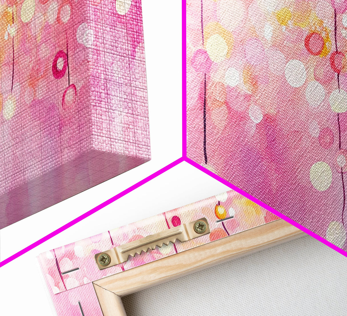 Magical Fairy Light Pink Abstract Canvas Print with Bokeh Lights, Ideal Whimsical Art for Living Room, Vertical Skinny Wall Art