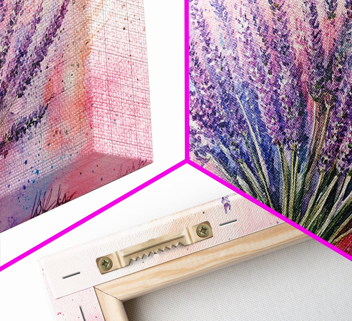 Lavender Bouquet Canvas Print, Purple and Pink Wall Art, Rustic Farmhouse Art, Botanical Painting, Above Bed or Guest Room Decor