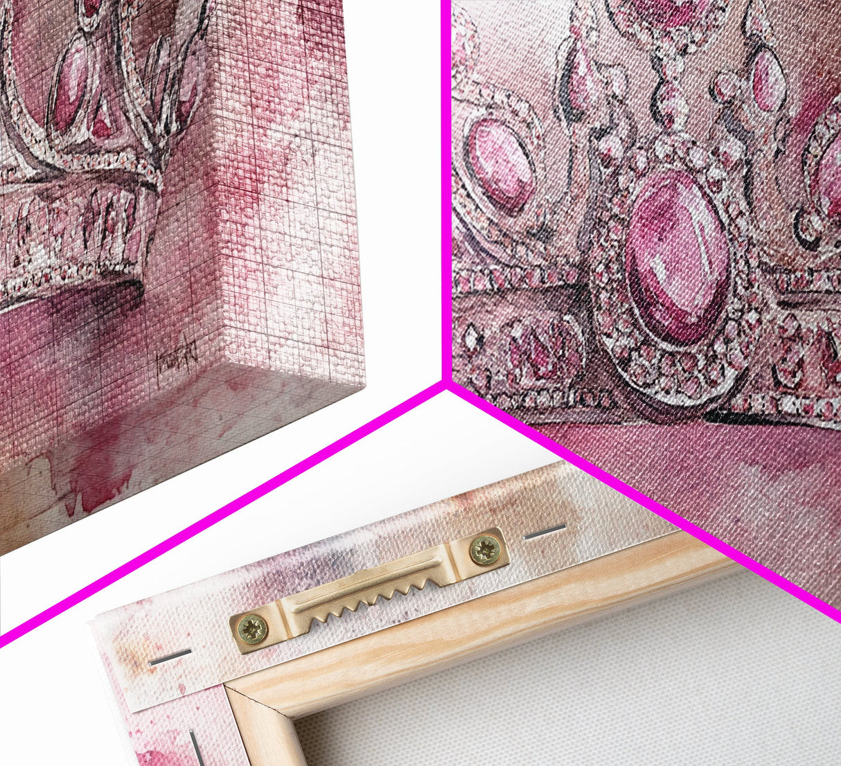 Regal Crown Painting Framed Canvas Print Goddess Art Print Pink Abstract Art Light Pink Wall Art Bedroom Decor Unique Gift Idea