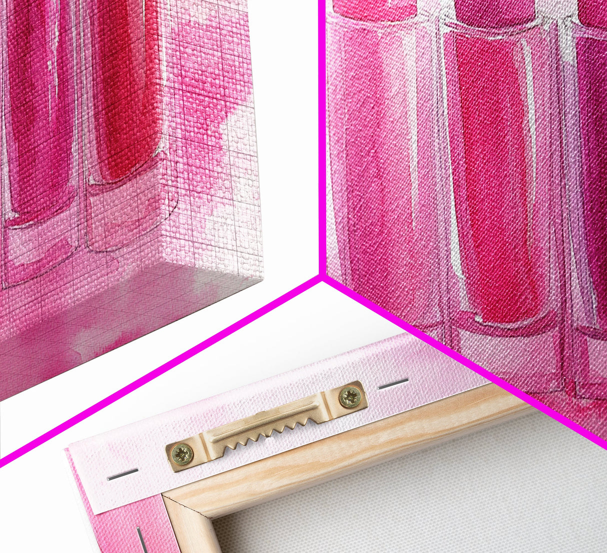 Lipstick Row Canvas Print | Pink Wall Art, Whimsical Decor, Light Pink Art, Feminine Gift Idea, Living Room Art, Above Couch Decor