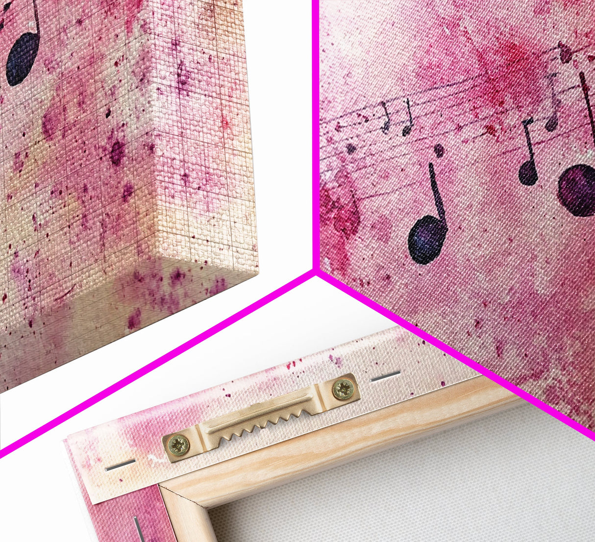 Sheet Music Canvas Print | Musical Wall Art, Whimsical Art, Light Pink Wall Art, Artistic Decor, Bedroom Art, Living Room Wall Decor