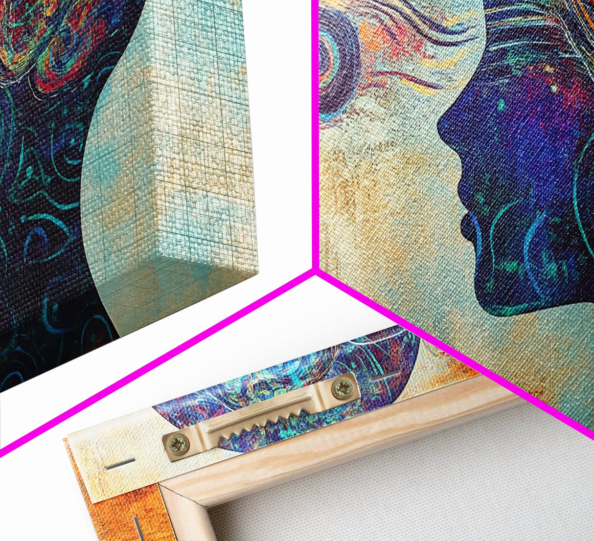 Vibrant Abstract Woman Framed Canvas Print -Abstract Goddess Wall Art - Artistic Brain Art- Geometric Wall Art