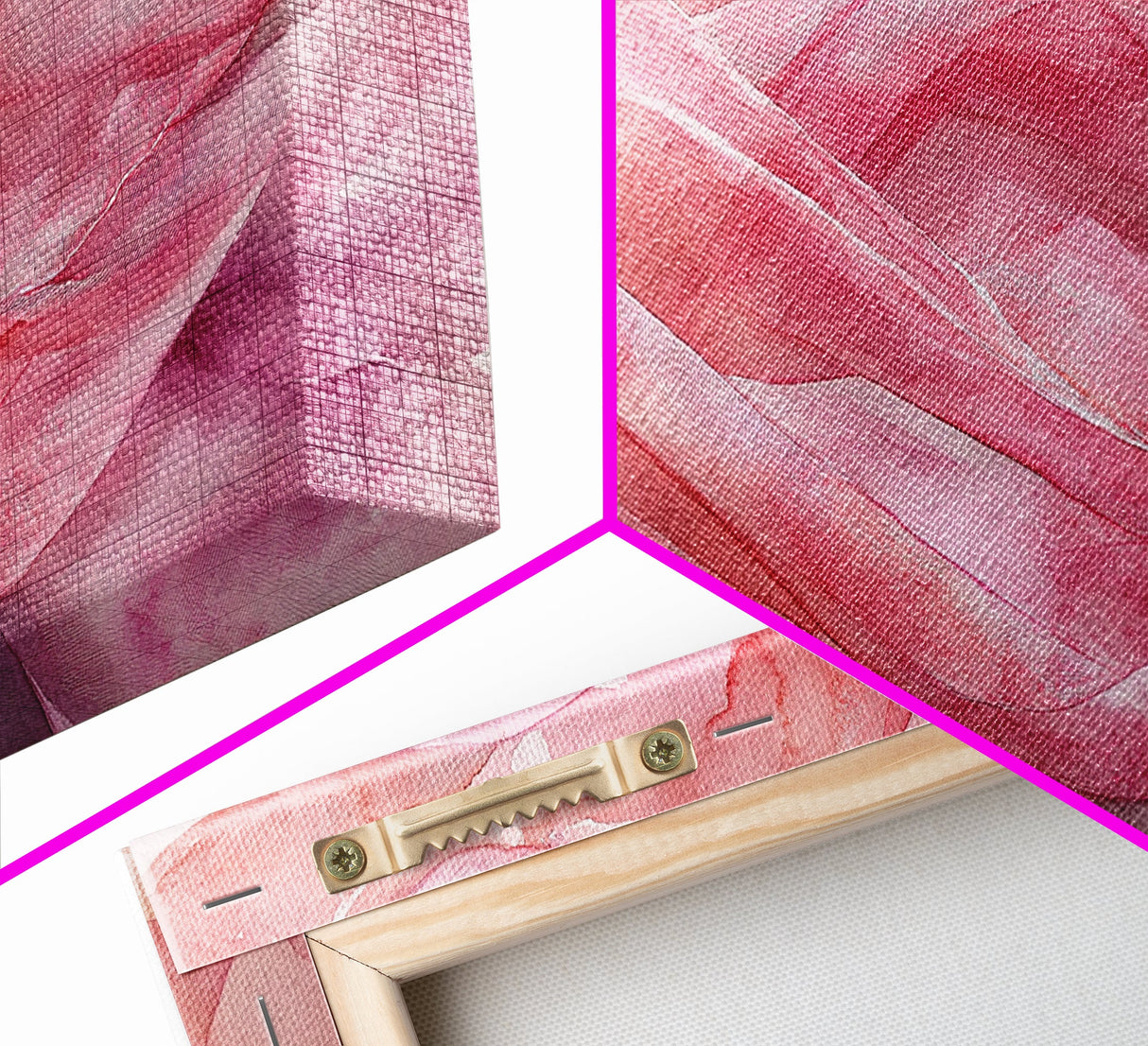 Sheer Pink Fabric Abstract Painting as Light Pink Wall Art Aesthetic on Framed Canvas Print, Modern Bedroom or Living Room Accent