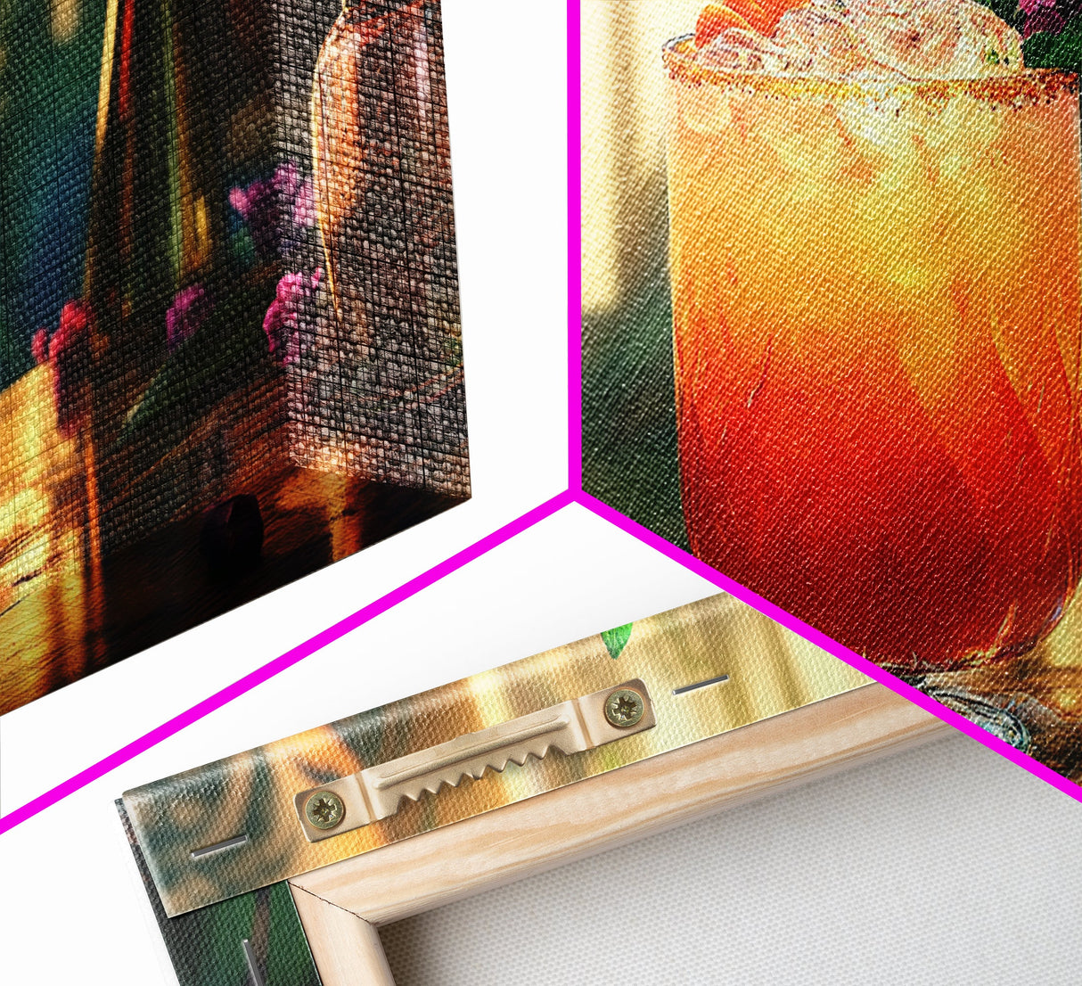 Tropical Sunset Cocktail Canvas Print, Vibrant Kitchen Wall Art, Foodie Home Decor, Botanical Drink Painting, Dining Room Cocktail Art