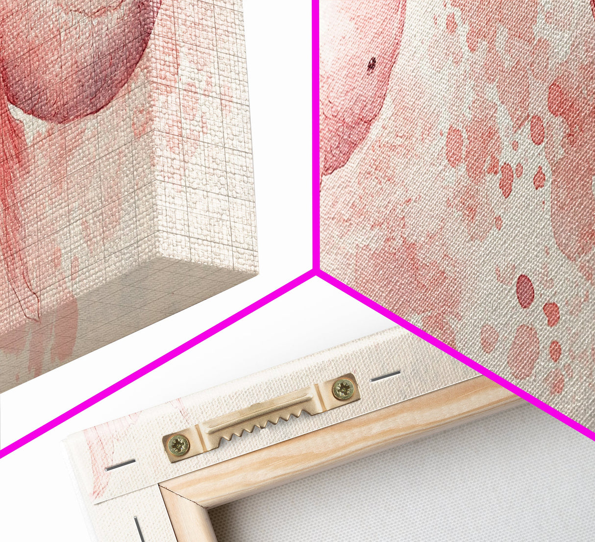Koi Fish Canvas Print Light Pink Wall Art Whimsical Art Bedroom Decor Living Room Art Cottagecore Aesthetic Horizontal Wall Art