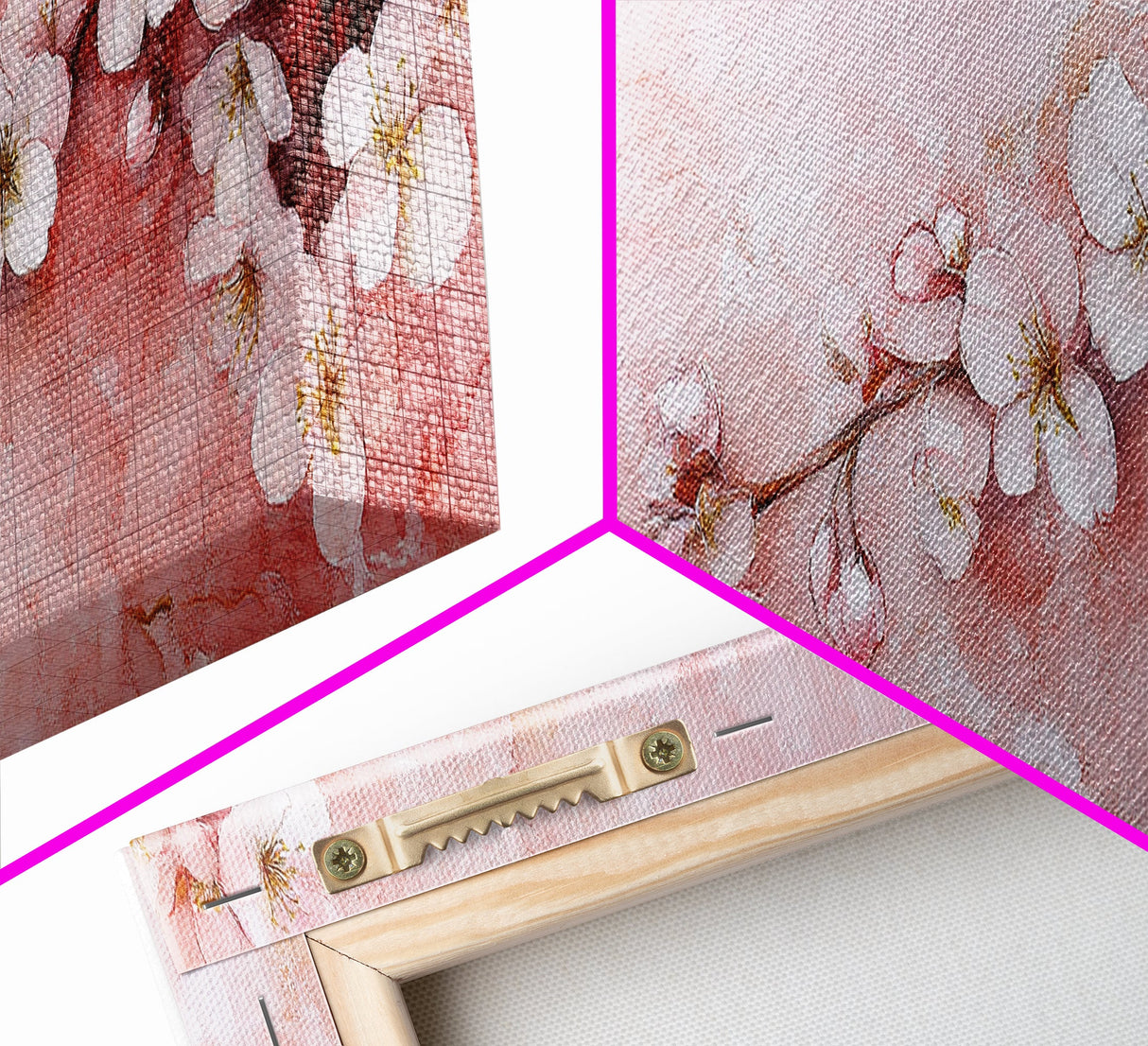 Cherry Blossom Branch Canvas Print, Light Pink Wall Art, Botanical Art, Bedroom Decor, Spring Floral Art, Rustic Wall Art