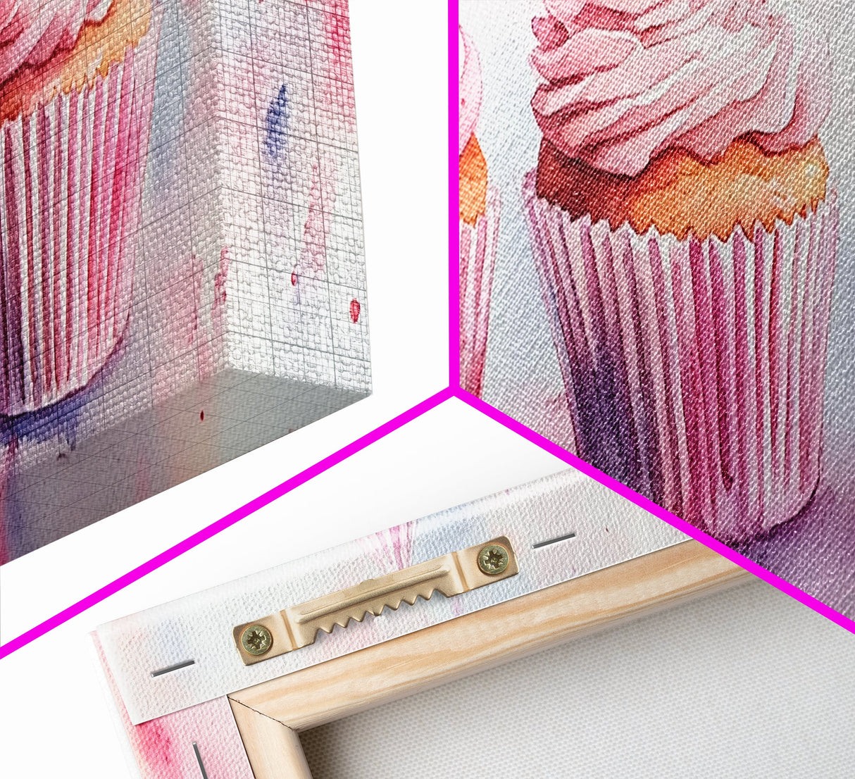Elegant Cupcakes Canvas Print Horizontal Wall Art Wabi Sabi Art Pink Wall Kitchen Decor Minimalist Bakery Prints