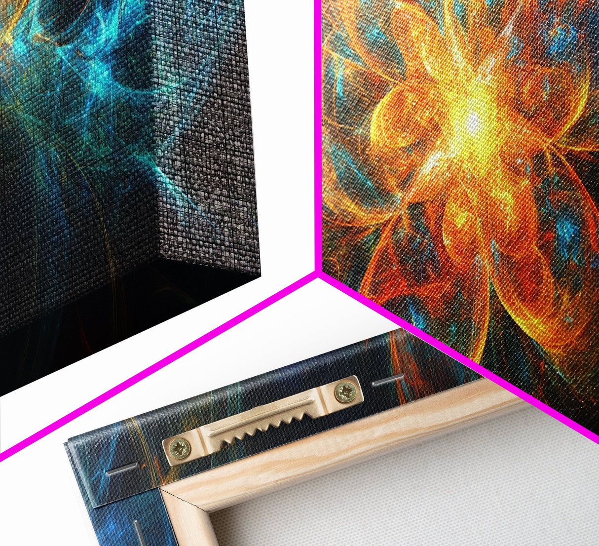 Fiery Blossom Framed Canvas Print Blossom Painting Artwork Nature-Inspired Wall Art Living Room Horizontal Decor