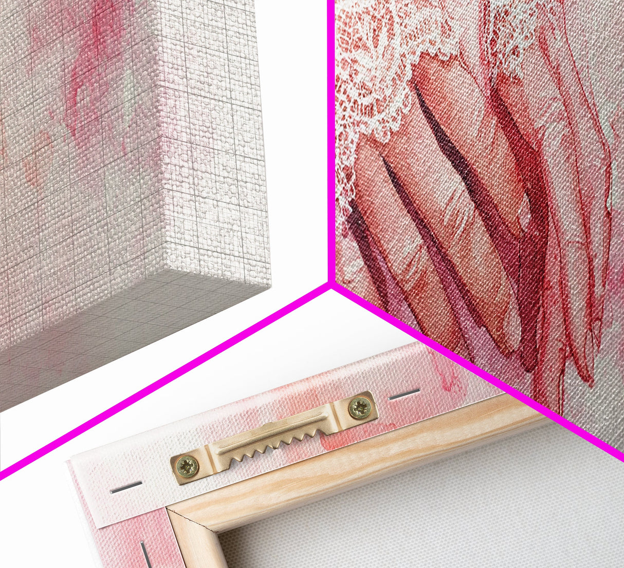 Elegant Lace Hands Canvas Print Feminine Glam Art Light Pink Wall Art Romantic Home Decor Vertical Artwork Gift Idea For Her
