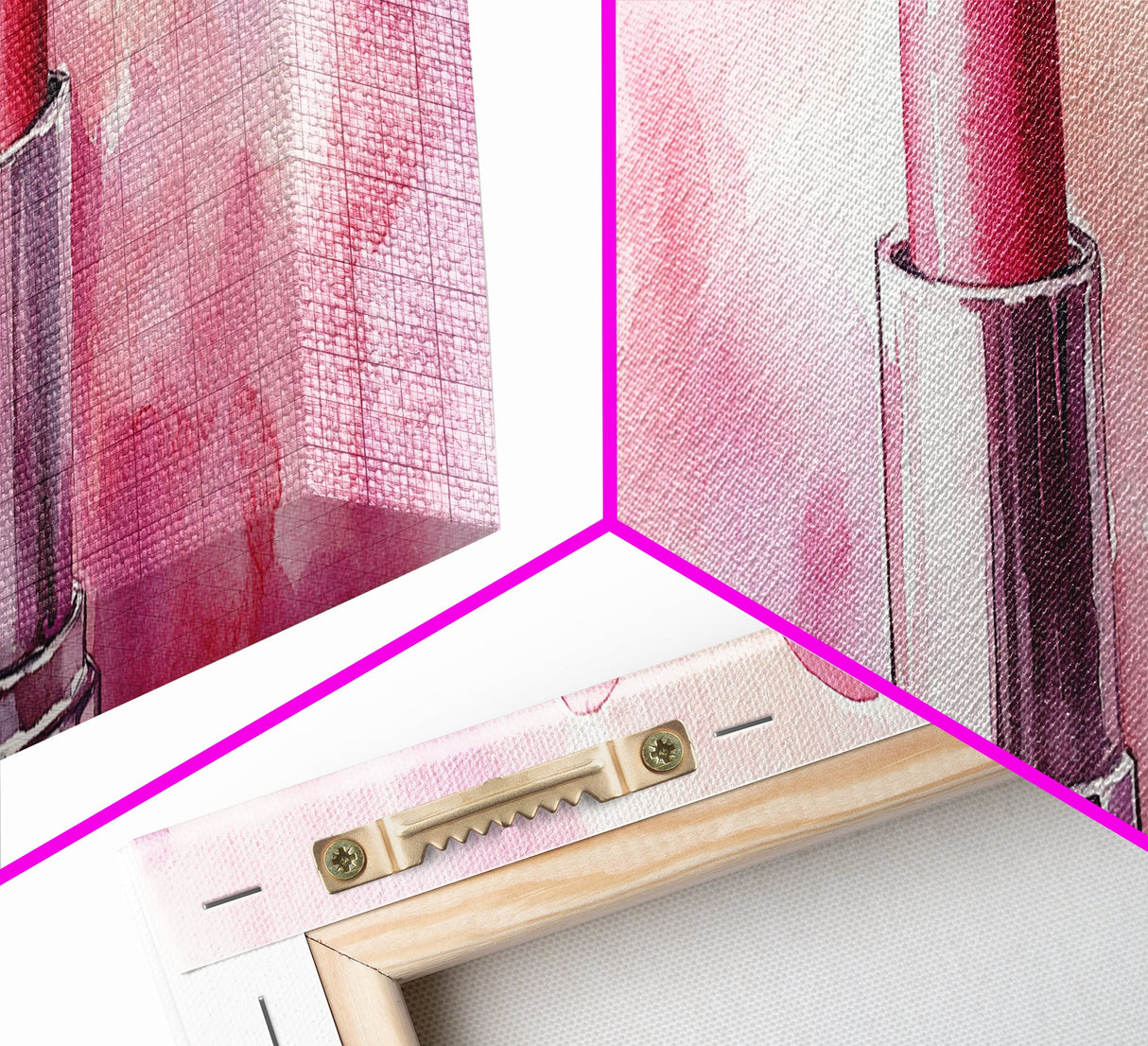 Lipstick Canvas Print, Whimsical Feminine Wall Art, Pink Abstract Makeup-Inspired Art, Bedroom or Beauty Room Gift Idea, Light Pink Decor