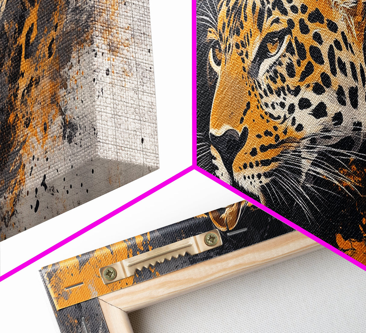 Dynamic Jungle Leopard Framed Canvas Print - Bold Wildlife Painting, African Wall Art, Safari Decor, Gift Idea For Him, Bedroom Wall Accent