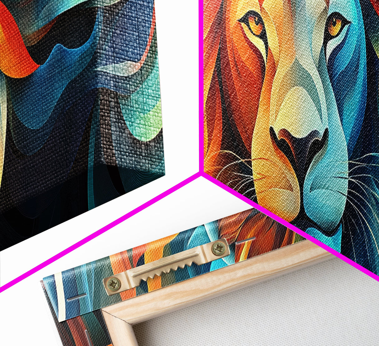 Bold Lion Profile Canvas Print, Whimsical Wall Art, Rustic Decor, Bedroom Art, Living Room Art, Vibrant Painting, Gift Idea