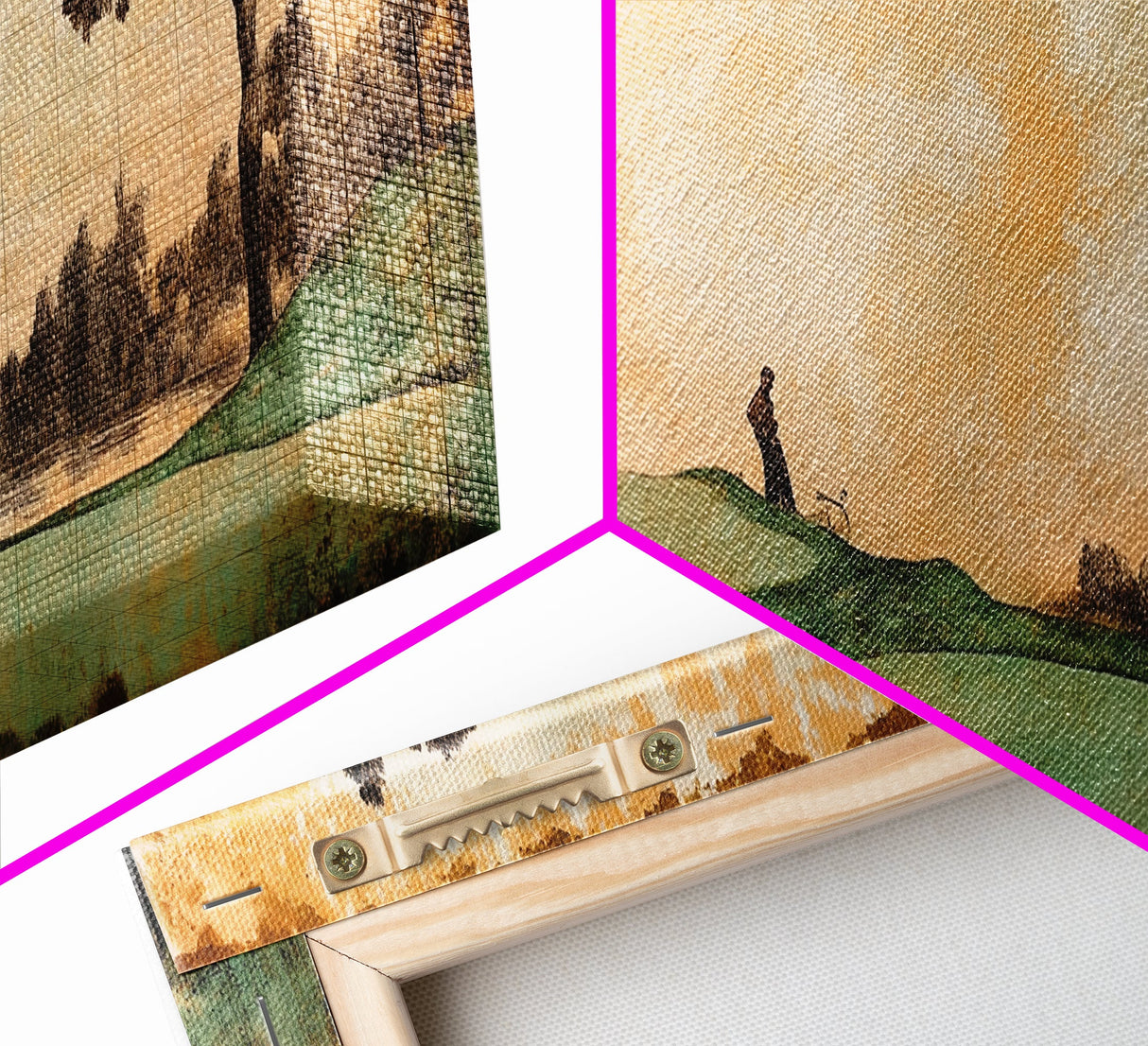 Japanese-Inspired Golf Scene Framed Canvas Print – Rustic Decor, Golf Art, Panoramic Art, Horizontal Wall Art, Gift Idea For Him