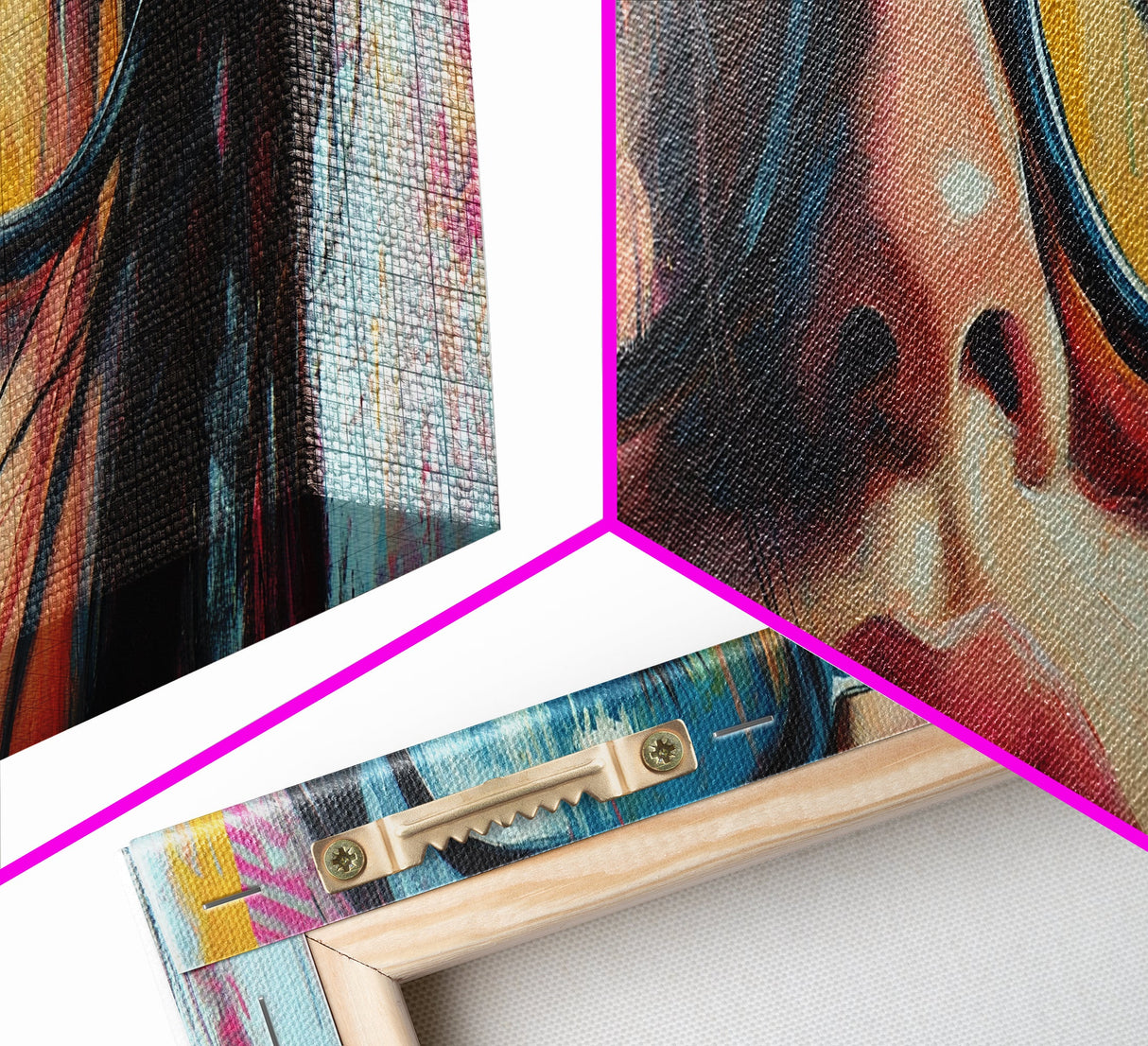 Stylish Woman Portrait Canvas Print, Boho Whimsical Art Modern Decor, Gift Idea Living Room Pop Art Vibrant Expression Artwork