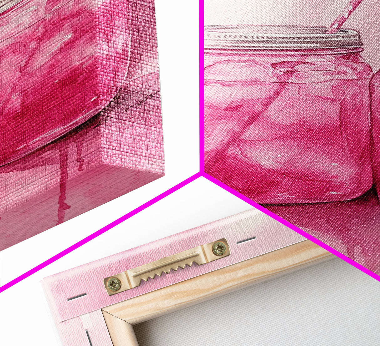 Pink Lemonade Jars Framed Canvas Print Food Review Kitchen Art Light Pink Wall Art Whimsical Art Rustic Decor Farmhouse Style