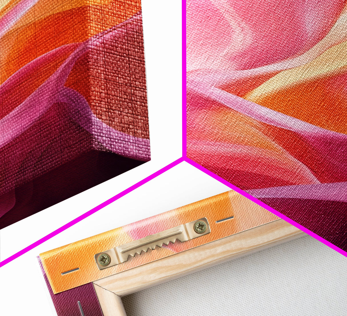 Fluid Pink Orange Canvas Print Featuring Bright Abstract Art Nouveau Style, Perfect Living Room Wall Art and Wabi Sabi Aesthetic