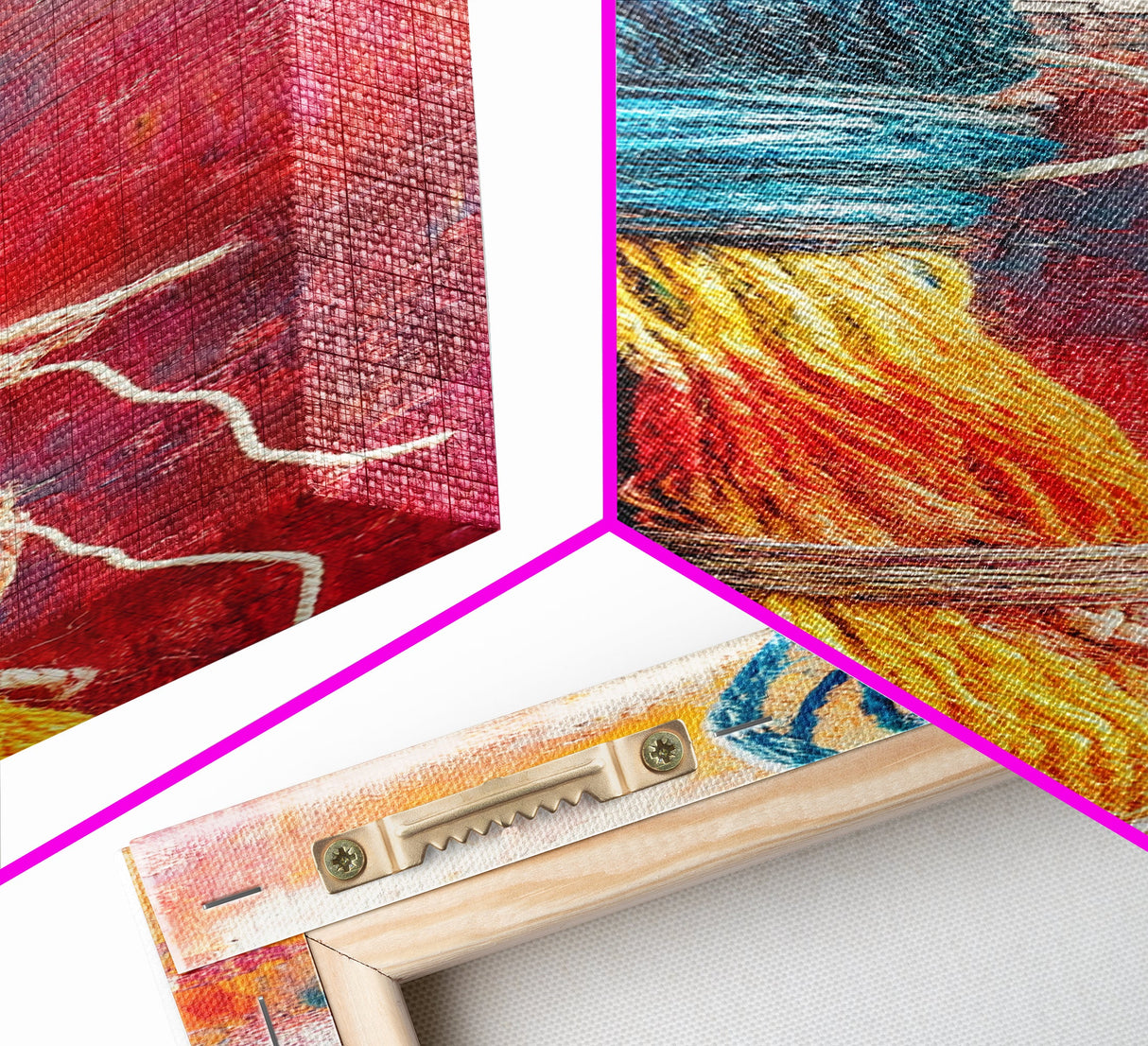 Abstract Yarn, geometric wall art, colorful painting, textured art, boho art, pink orange wall art, Canvas Print