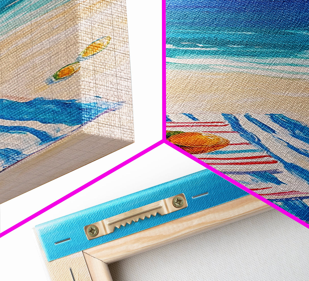 Seaside Picnic, Summer Vibes, Coastal Painting, Nautical Decor, Beach House Art, Food Review Kitchen Art, Framed Canvas Print