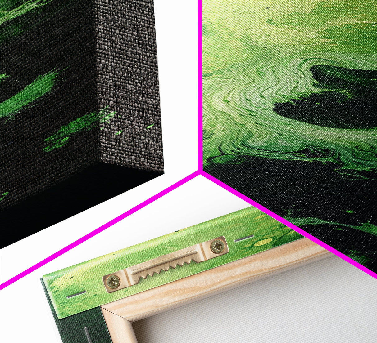 Green, Abstract Art, Framed Canvas Print, green wall art, sage green wall art, botanical prints, geometric wall art, extra wide art