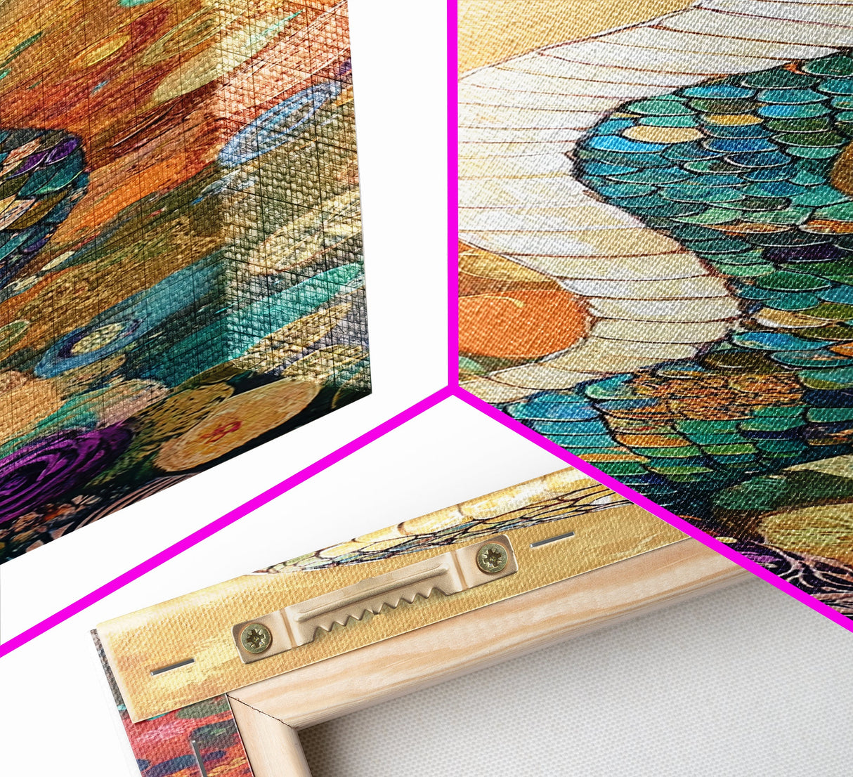 Serpent Art, Mosaic Wall Art, Wild Nature Art, Geometric Wall Art, Boho Art, Living Room Art, Unique Gift Idea, Canvas Print