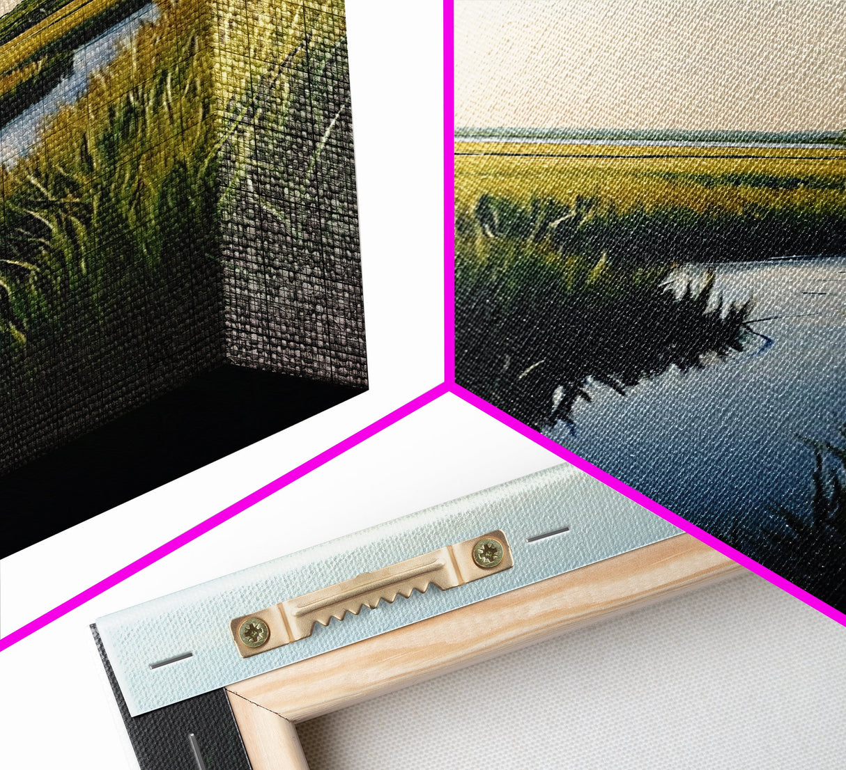 Marsh landscape, marsh painting, coastal decor, framed canvas print, extra wide art, original painting, above couch art