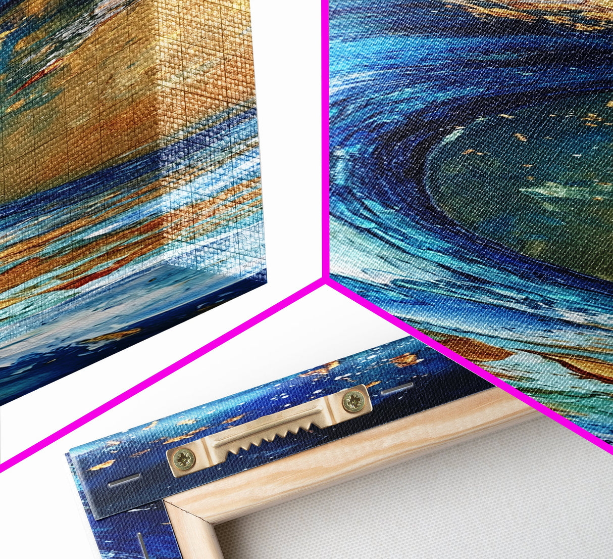 Ocean Wave, coastal decor, nautical painting, seascape painting, blue and green wall art, extra wide art, Canvas Print