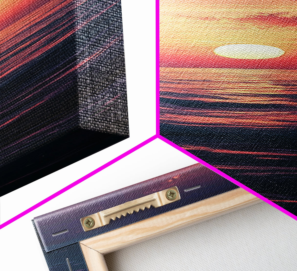Tropical Sunset, Palm Trees, Ocean Waves, Framed Canvas Print, Coastal Painting, Nautical Decor, Extra Wide Art, Panoramic Art