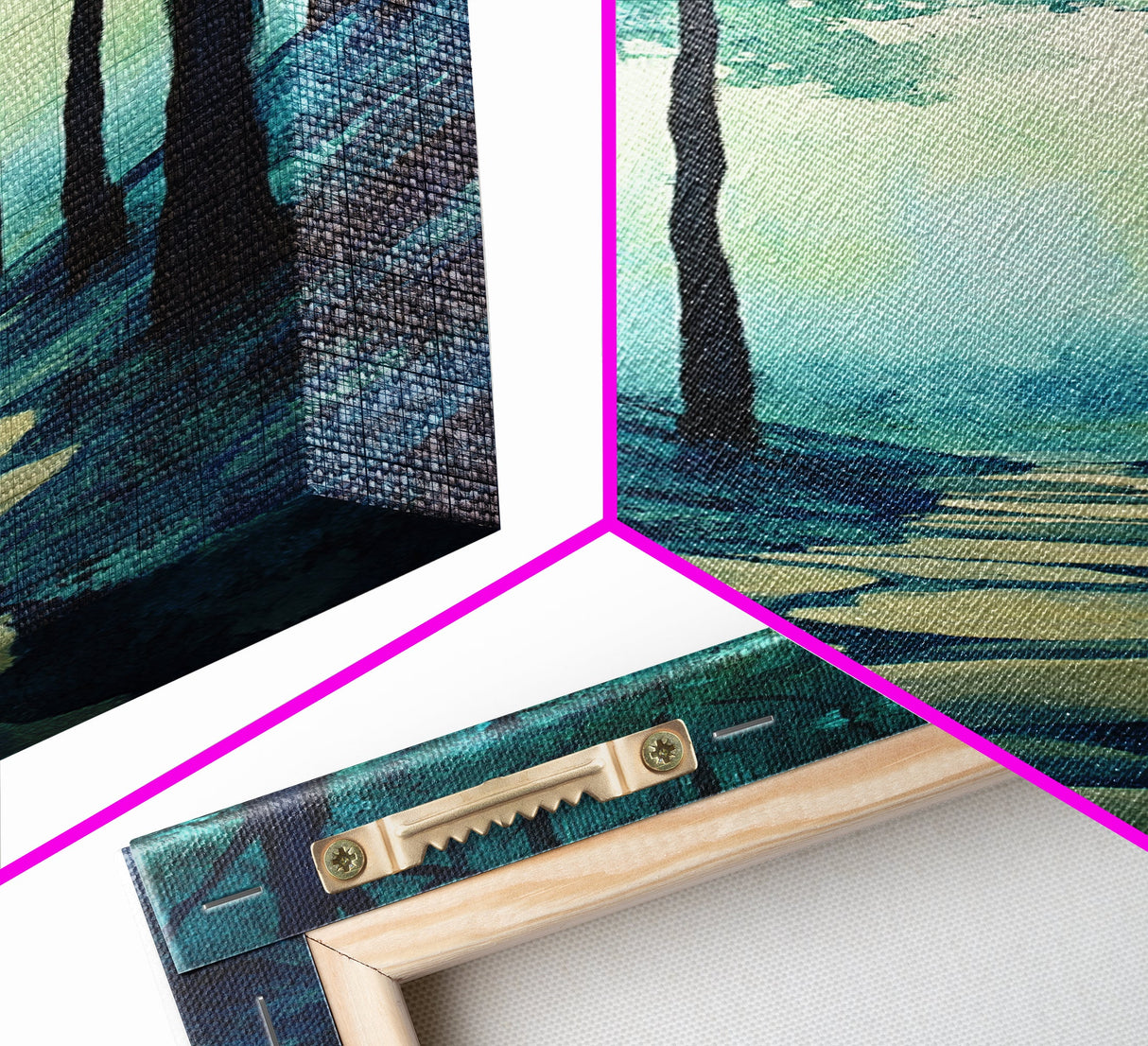 Forest Path, pine tree art, wabi sabi wall art, rustic decor, landscape painting, tall narrow art, green wall art, canvas print