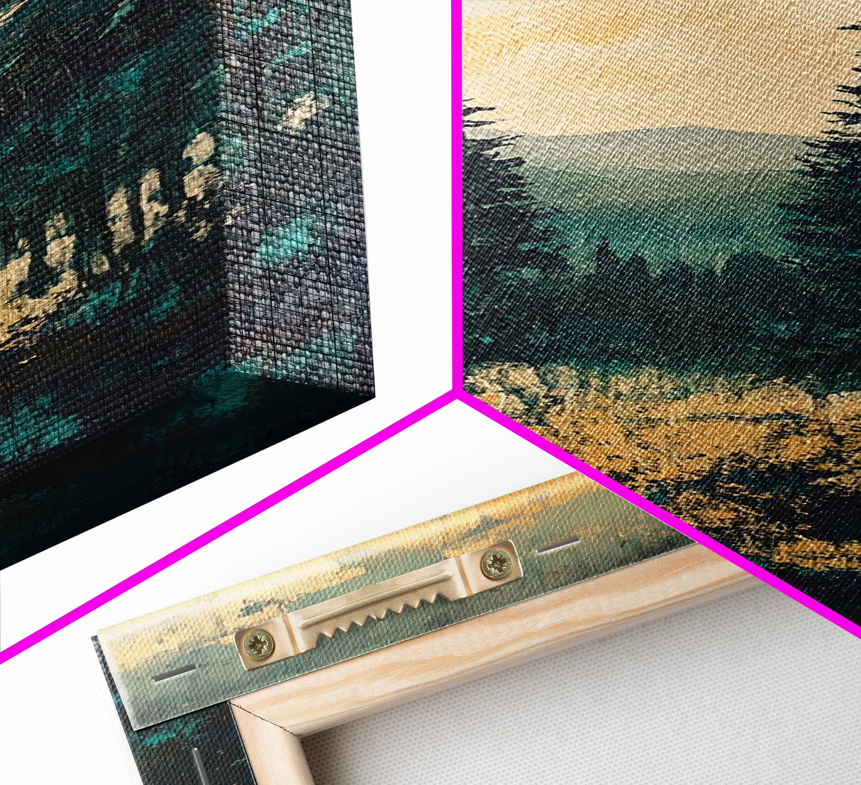 Forest Landscape, moody art, pine tree art, forest at dusk painting, mountain painting, rustic wall art, framed canvas print