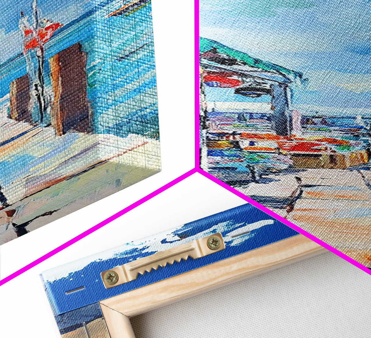 Seaside market, painting morro bay, Nantucket painting, coastal landscape art, nautical decor, framed canvas print, rustic decor