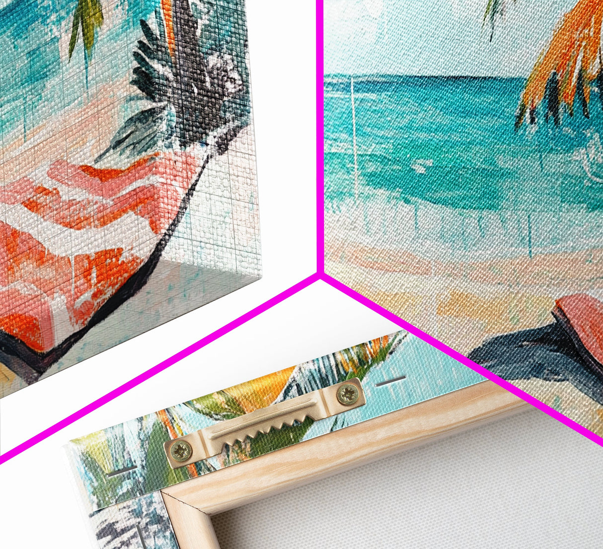 Palm Tree, Coastal Landscape Art, Tropical Beach Art, Nautical Decor, Ocean Painting, Framed Canvas Print, Extra Wide Art, Boho Art