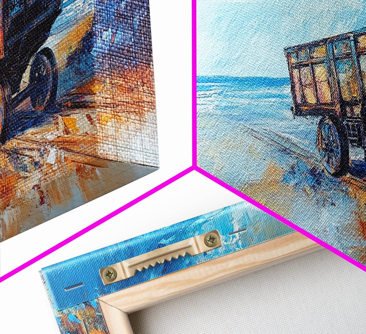Rustic Wagon, coastal landscape art, framed canvas print, vintage horse art, farmhouse art, extra wide art, panoramic painting