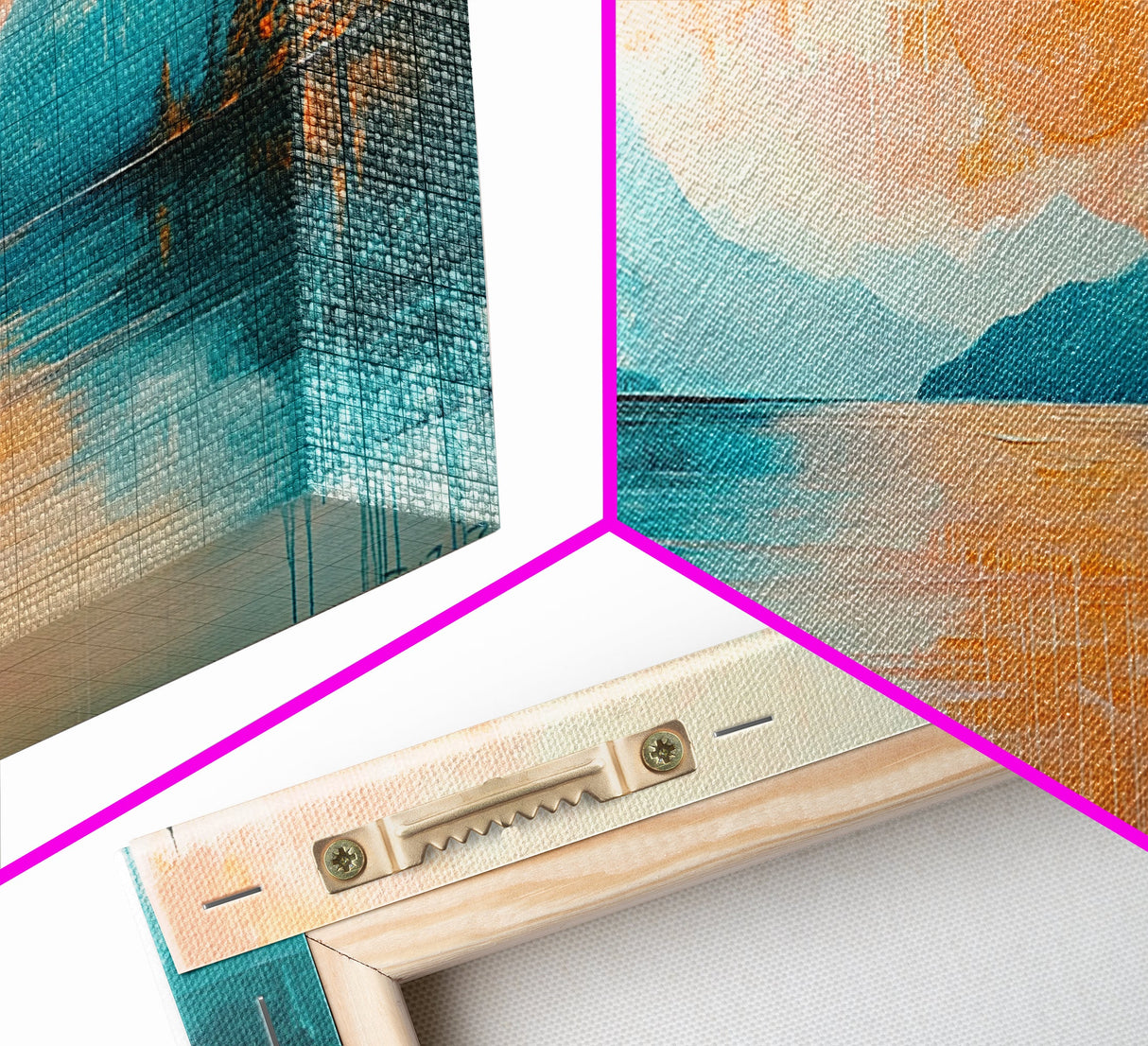 Sunset Lake, lake Tahoe art, framed canvas print, pink orange wall art, horizontal wall art, seascape painting, coastal decor