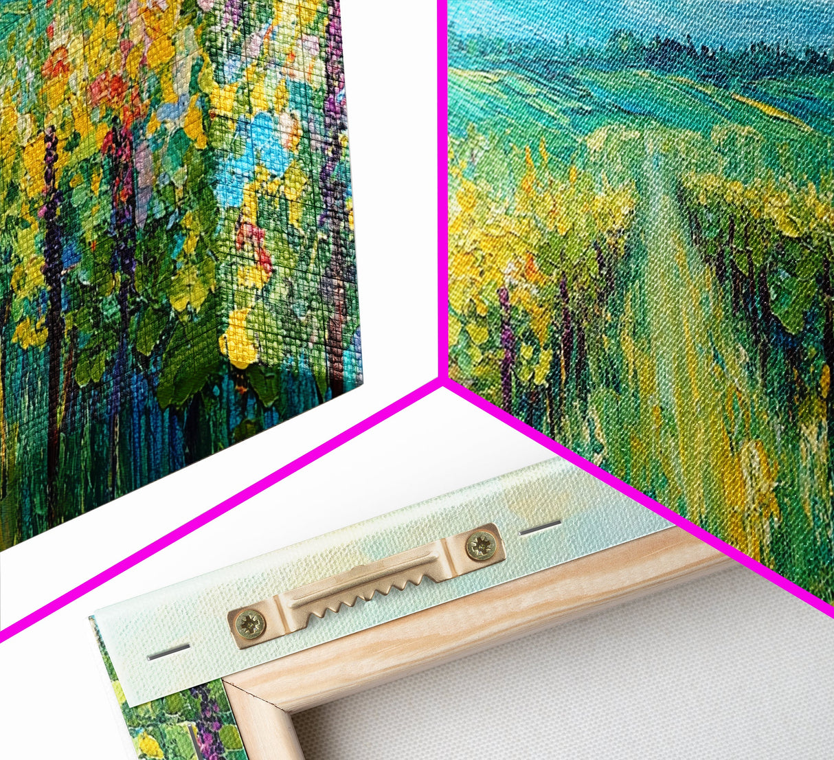 Vineyard Landscape, impressionist painting, framed canvas print, green wall art, farmhouse art, rustic decor, above bed wall art