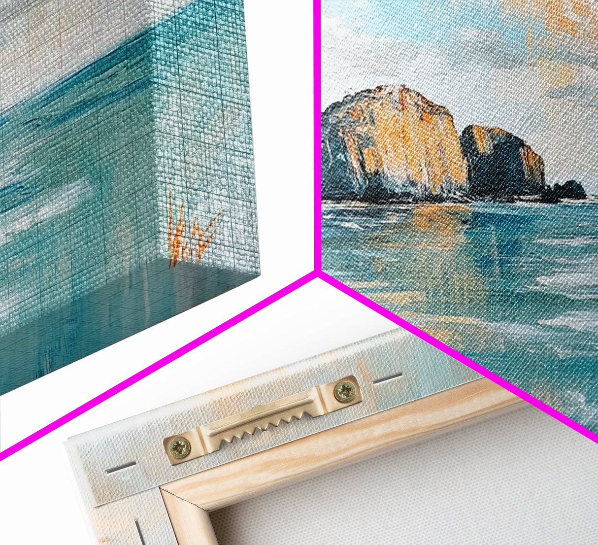 Serene Beach Landscape, framed canvas print, coastal painting, seascape painting, extra wide art, nautical wall art, bedroom art