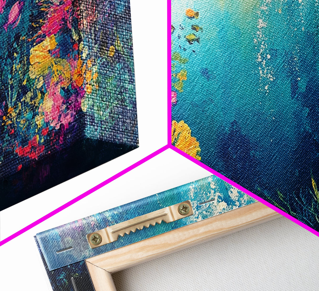 Coral Reef Painting, Coastal Decor, Ocean Wall Art, Nautical Painting, Framed Canvas Print, Underwater Artwork, Marine Life Art