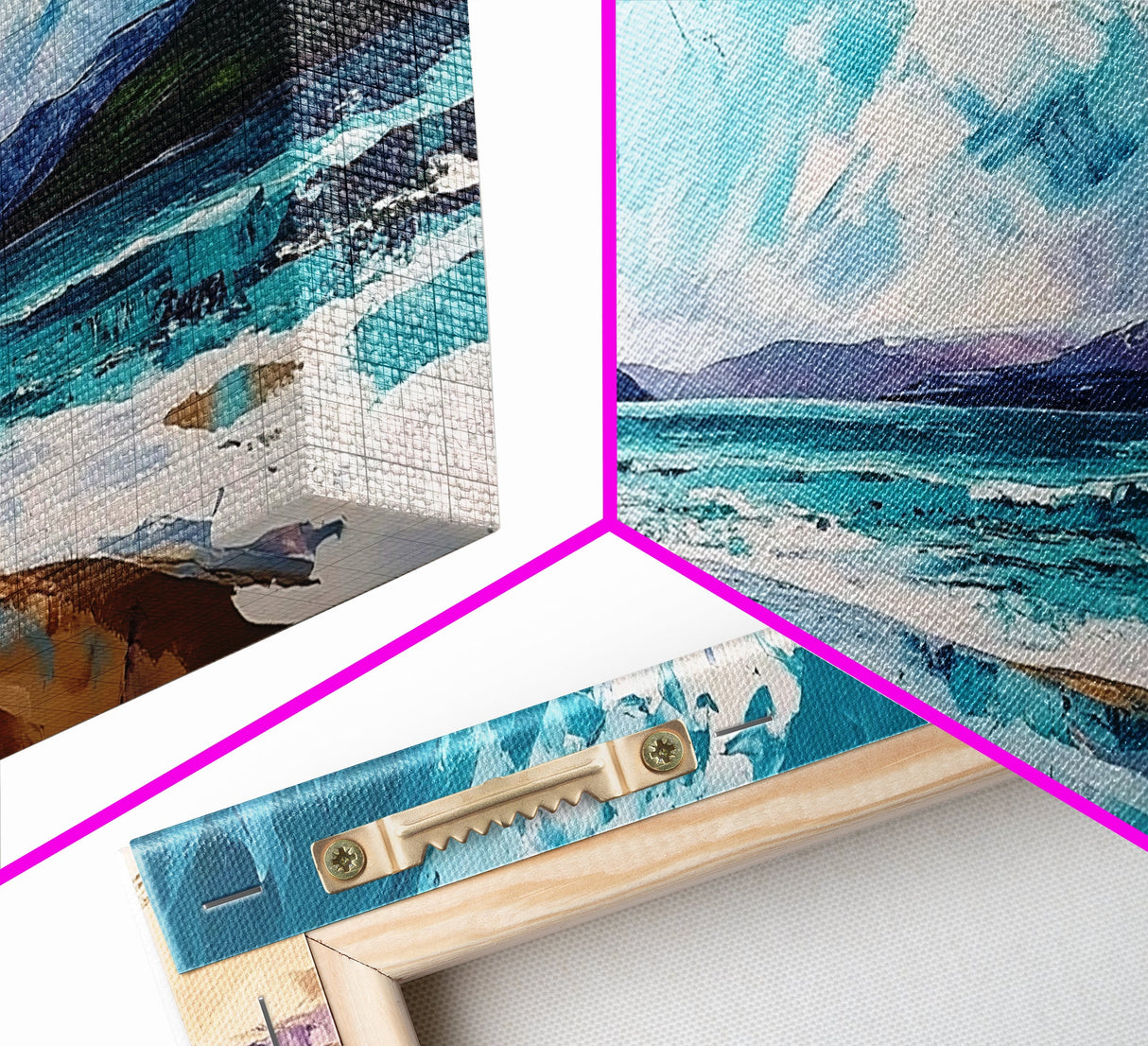 Seascape Painting, coastal landscape art, beach house decor, Ireland painting, blue and green wall art, panoramic art, canvas print