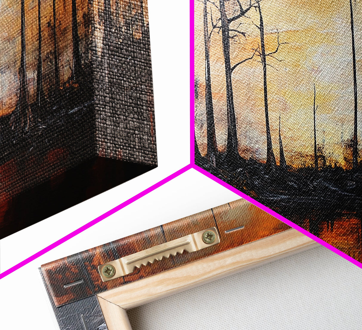 Forest at Dusk, moody art, fall landscape painting, pine tree art, framed canvas print, extra wide art, autumn wall art, rustic decor