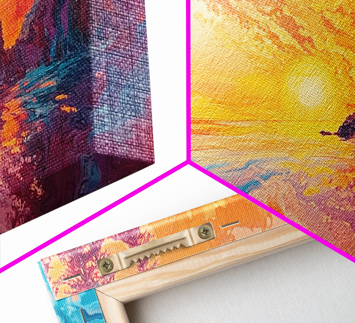 Fiery Sunset, Moody Art, Lake Tahoe Art, Colorful Landscape, Southwest Wall Art, Panoramic Painting, Framed Canvas Print, Nature Art