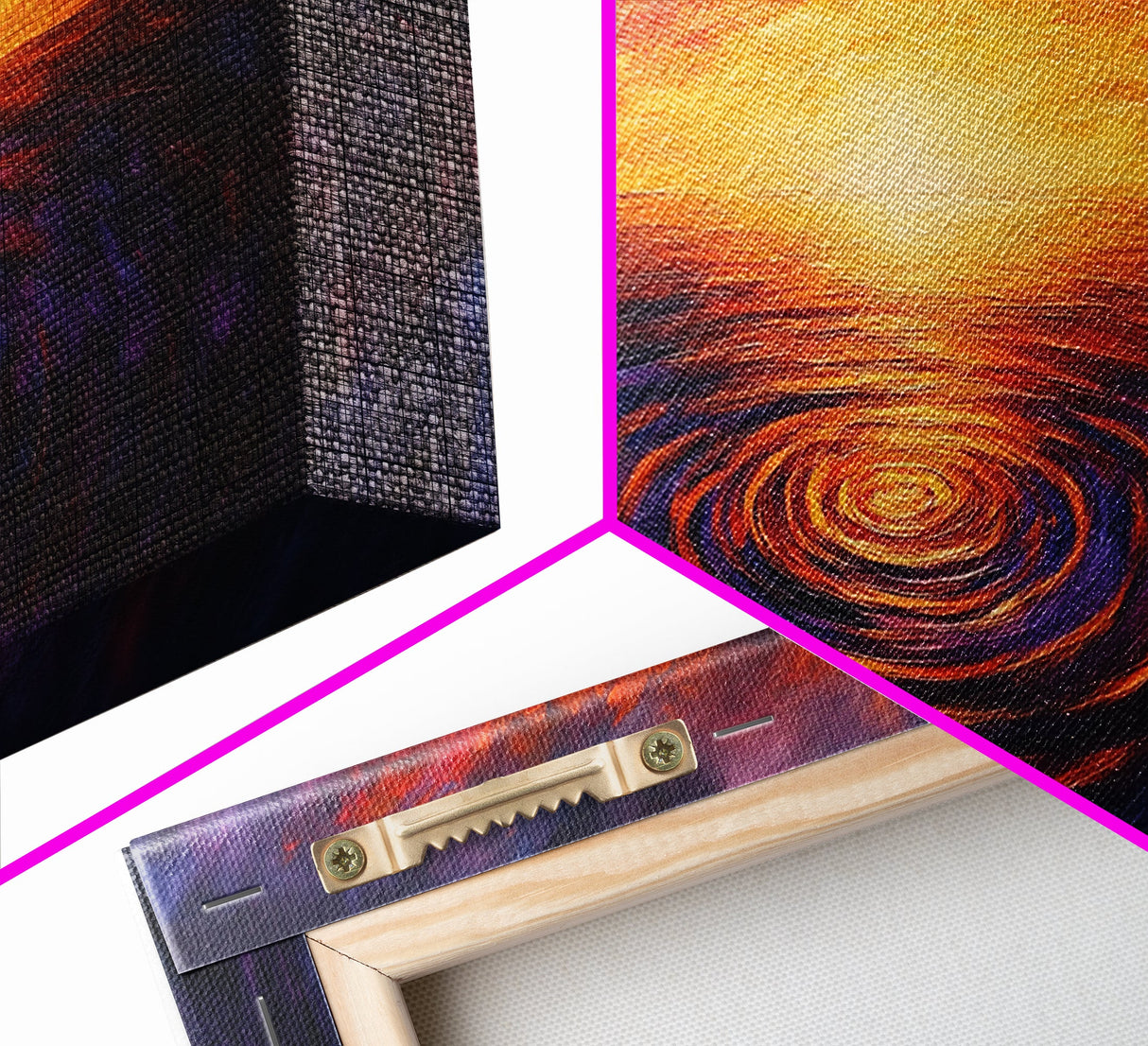 Vivid Sunset, Water Reflection, Zen Wall Art, Coastal Painting, Nautical Decor, Moody Art, Framed Canvas Print, Seascape Painting