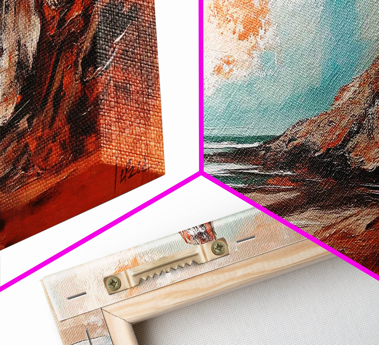 Desert Mountain, Canvas Print, rustic art, landscape painting, extra wide painting, panoramic wall art, above sofa art