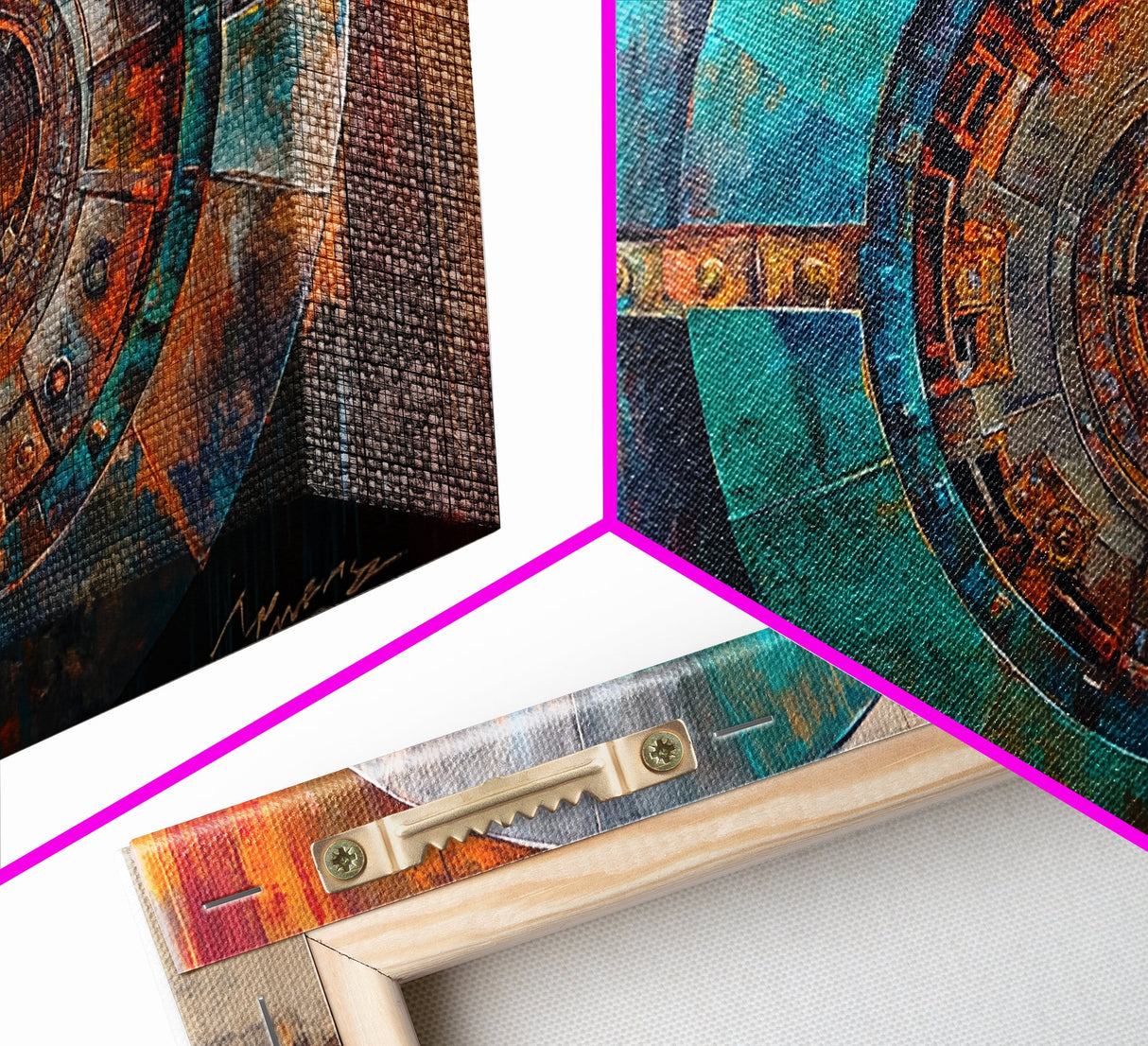 Industrial Vault, Steampunk Wall Art, Mechanical Wall Art, Extra Wide Art, Horizontal Wall Art, Framed Canvas Print, Living Room Art, Moody Art