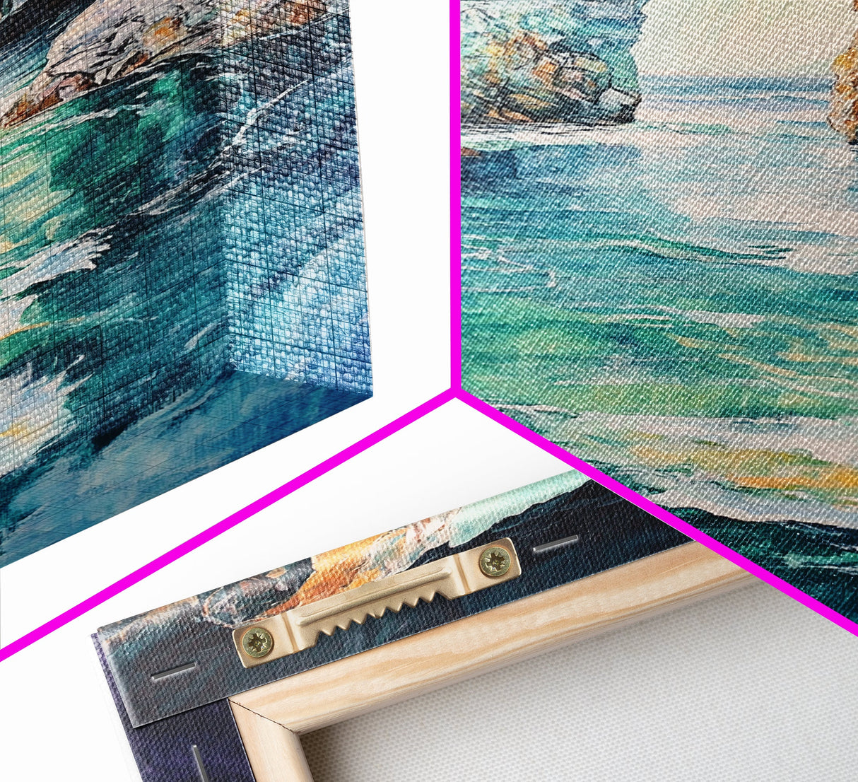 Hidden Sea Cave, nautical wall art, coastal decor, rustic wall art, moody art, Canvas Print, extra wide panoramic art