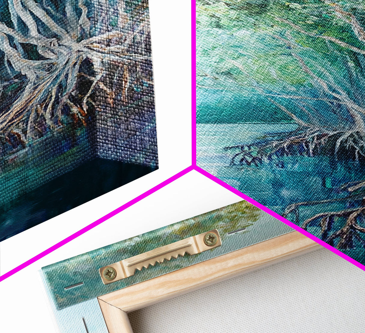 Mangrove Trees, coastal landscape art, tropical art, teal wall art, beach house decor, nautical wall art, Canvas Print, extra wide art