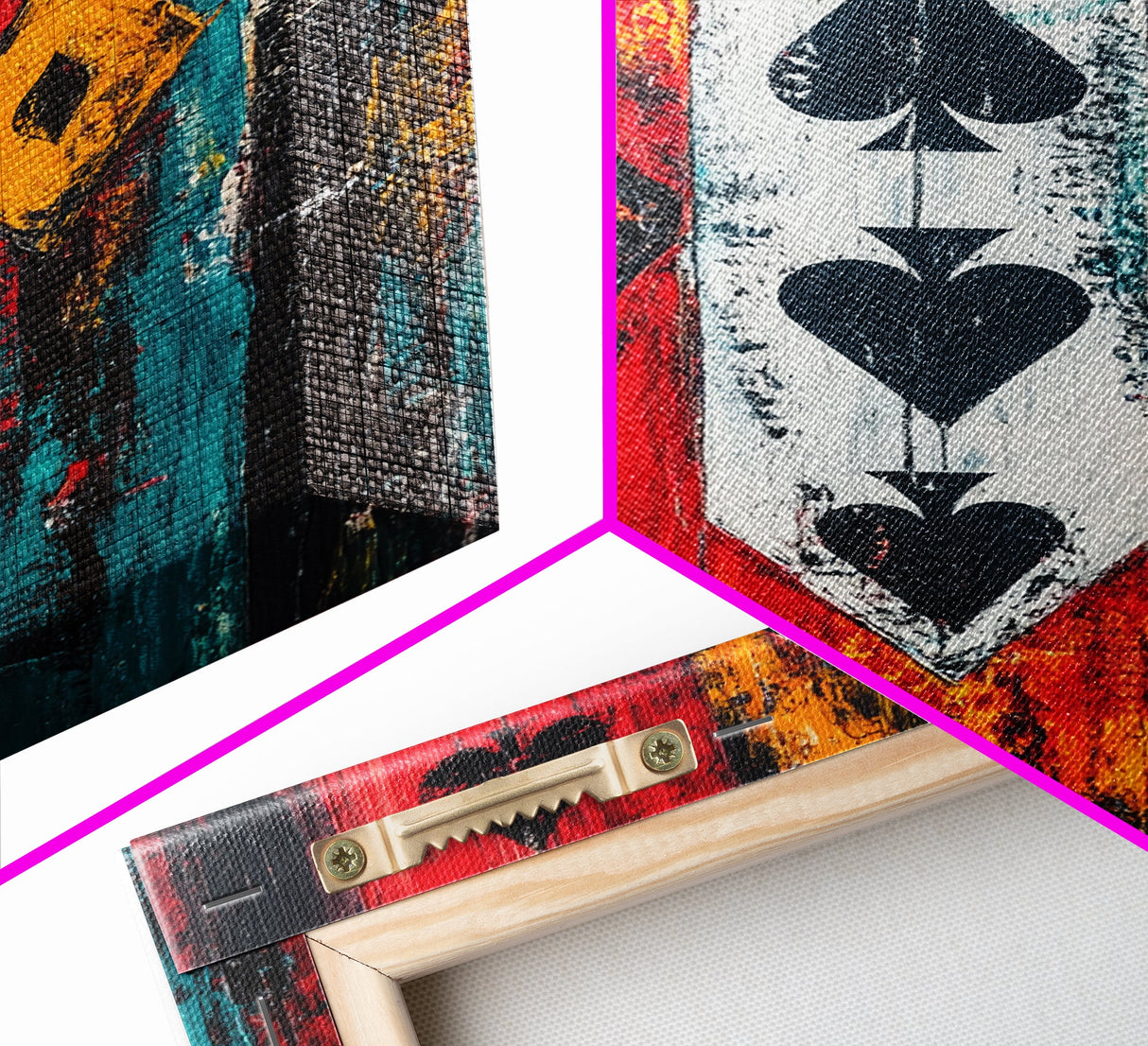 Playing Card Art, chicano art, bold abstract painting, moody art, graffiti wall art, framed canvas print, gift idea, rustic decor