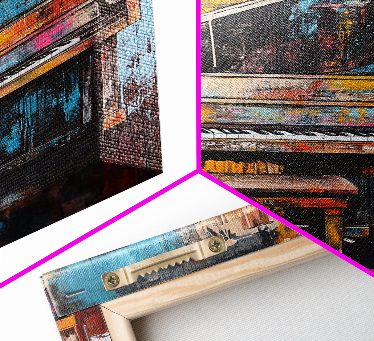 Abstract Piano Art, Music Wall Decor, Colorful Instrument Painting, Moody Art, Living Room Wall Art, Canvas Print, Gift Idea