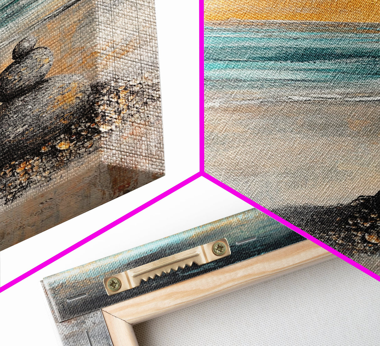 Zen Rock Stack Framed Canvas Print Coastal Wall Art, Beach Sunset Painting, Meditation Room Art, Tranquil Ocean Artwork, Boho Decor