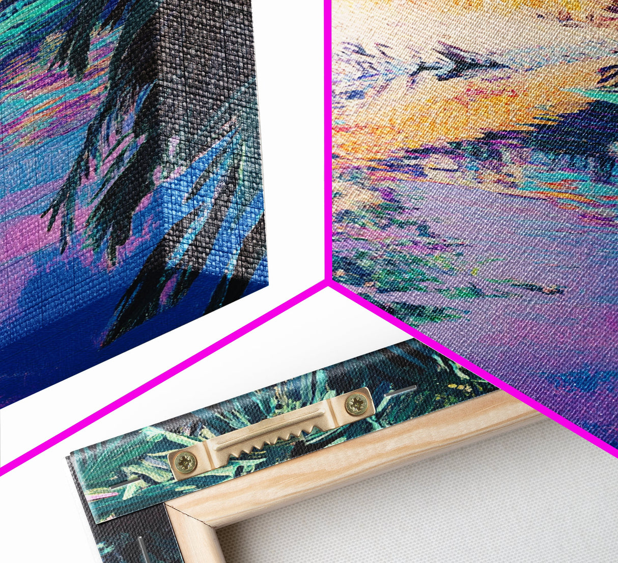 Tropical Reflections Framed Canvas Print Jungle River Wall Art, Boho Nature Decor, Vibrant Exotic Landscape, Relaxing Living Room Art
