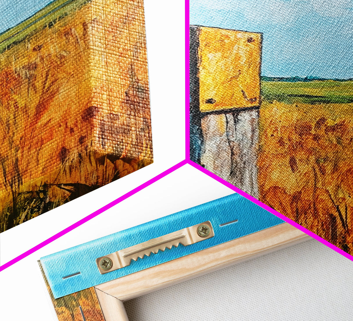 Rural Field Sign Canvas Print Country Landscape Art Farmhouse Wall Decor Rustic Nature Painting Warm Autumn Colors Cozy Home Aesthetic